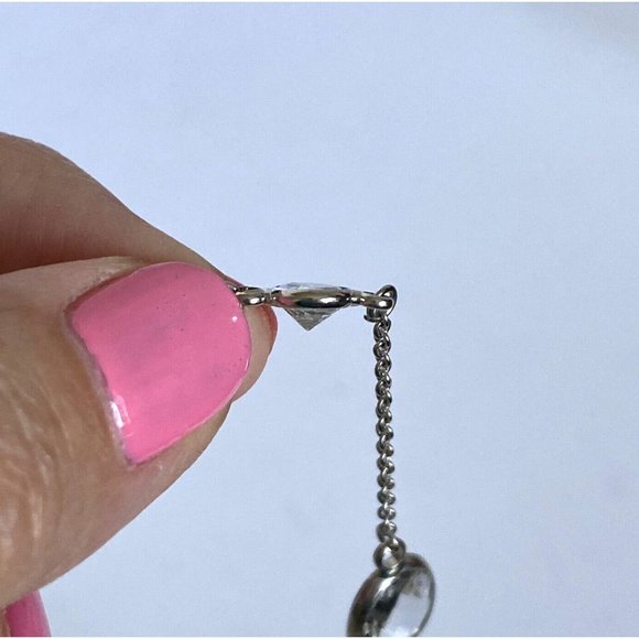 Two Tier Crystal & Silver Tone Bling Necklace Adjustable 25”-28” - Picture 9 of 9